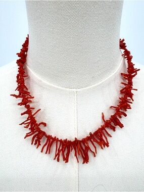 Vintage Mediterranean Red Branch Coral Necklace 18 inch